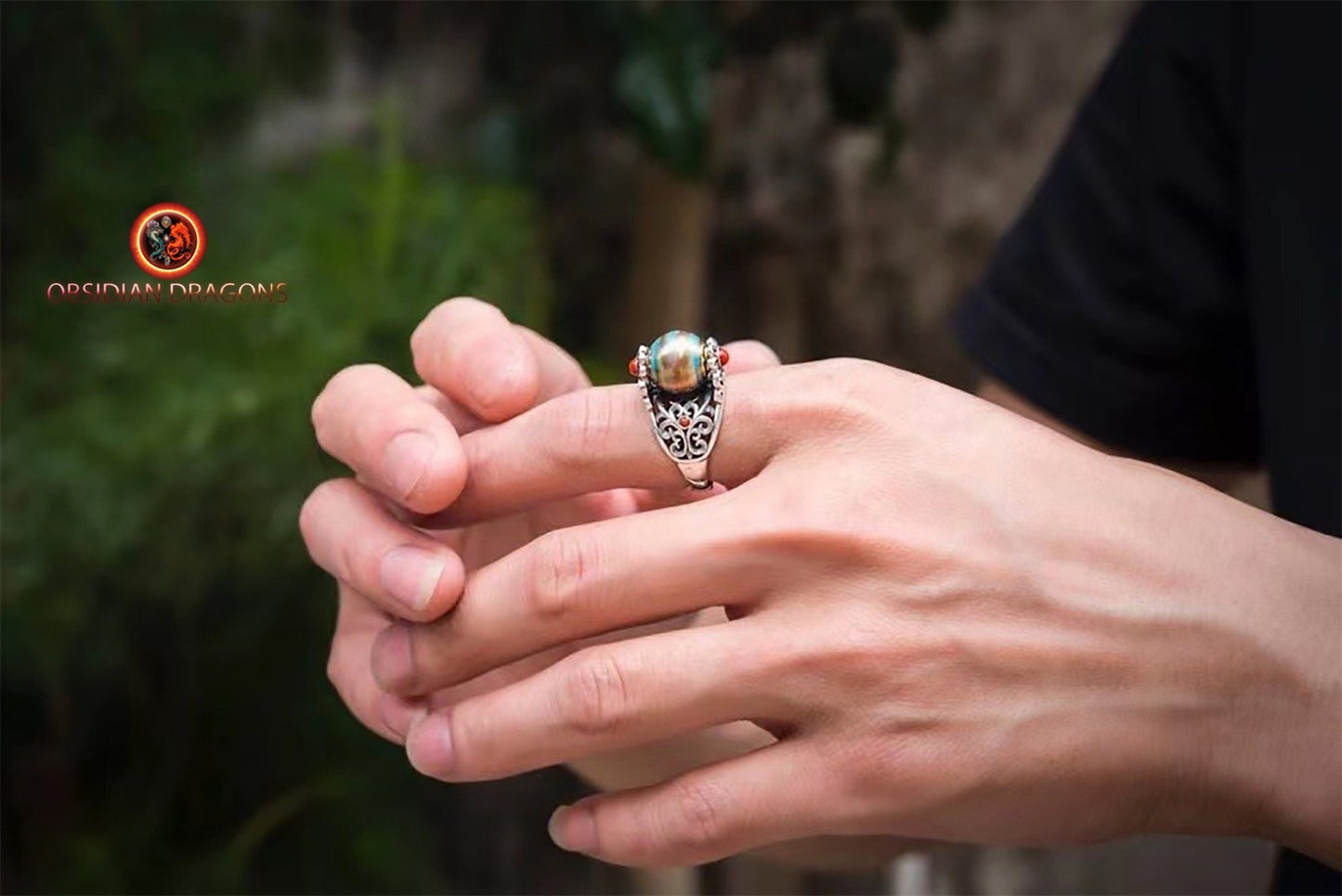 Bague DZI à deux yeux- Protection et clarté