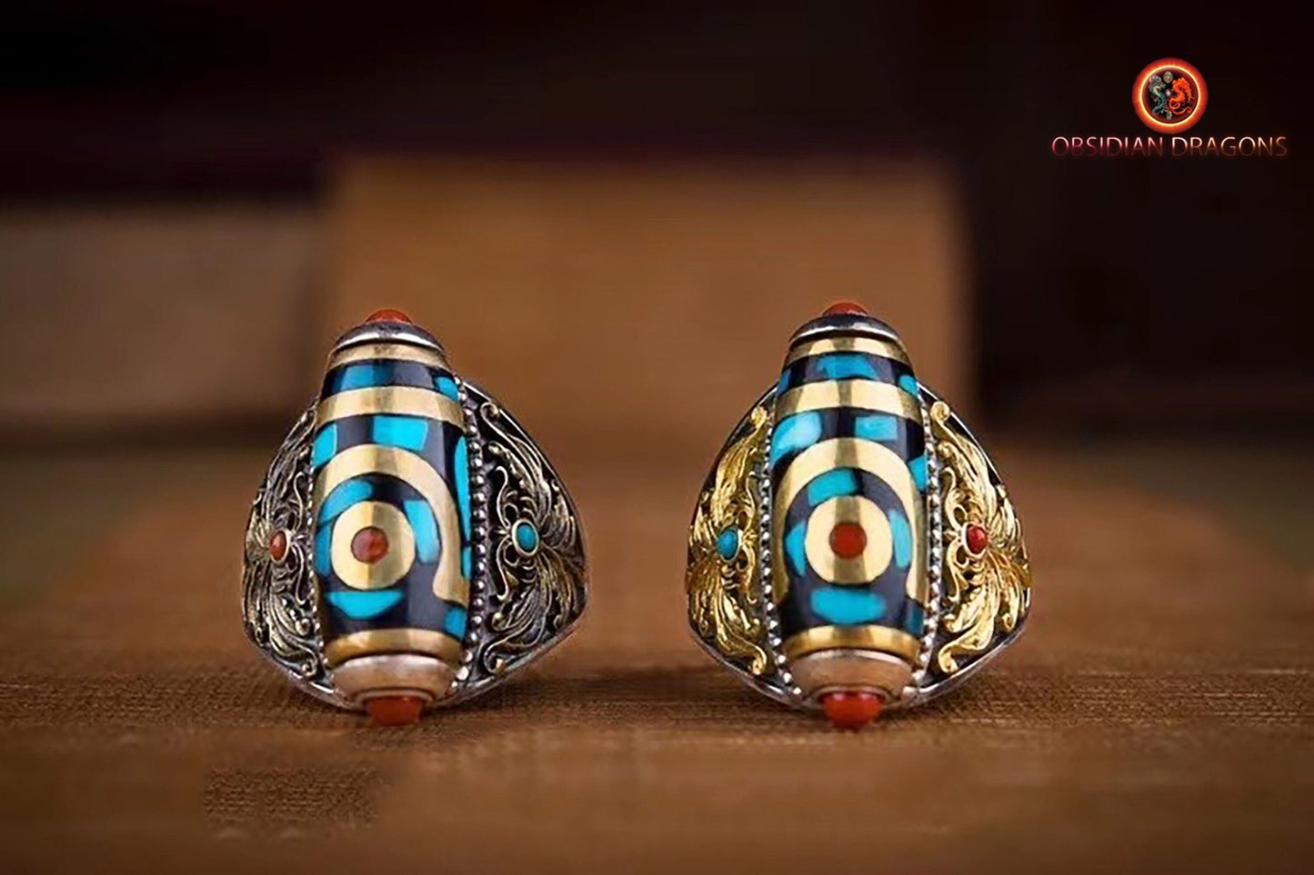 Bague DZI à deux yeux- Equilibre et harmonie
