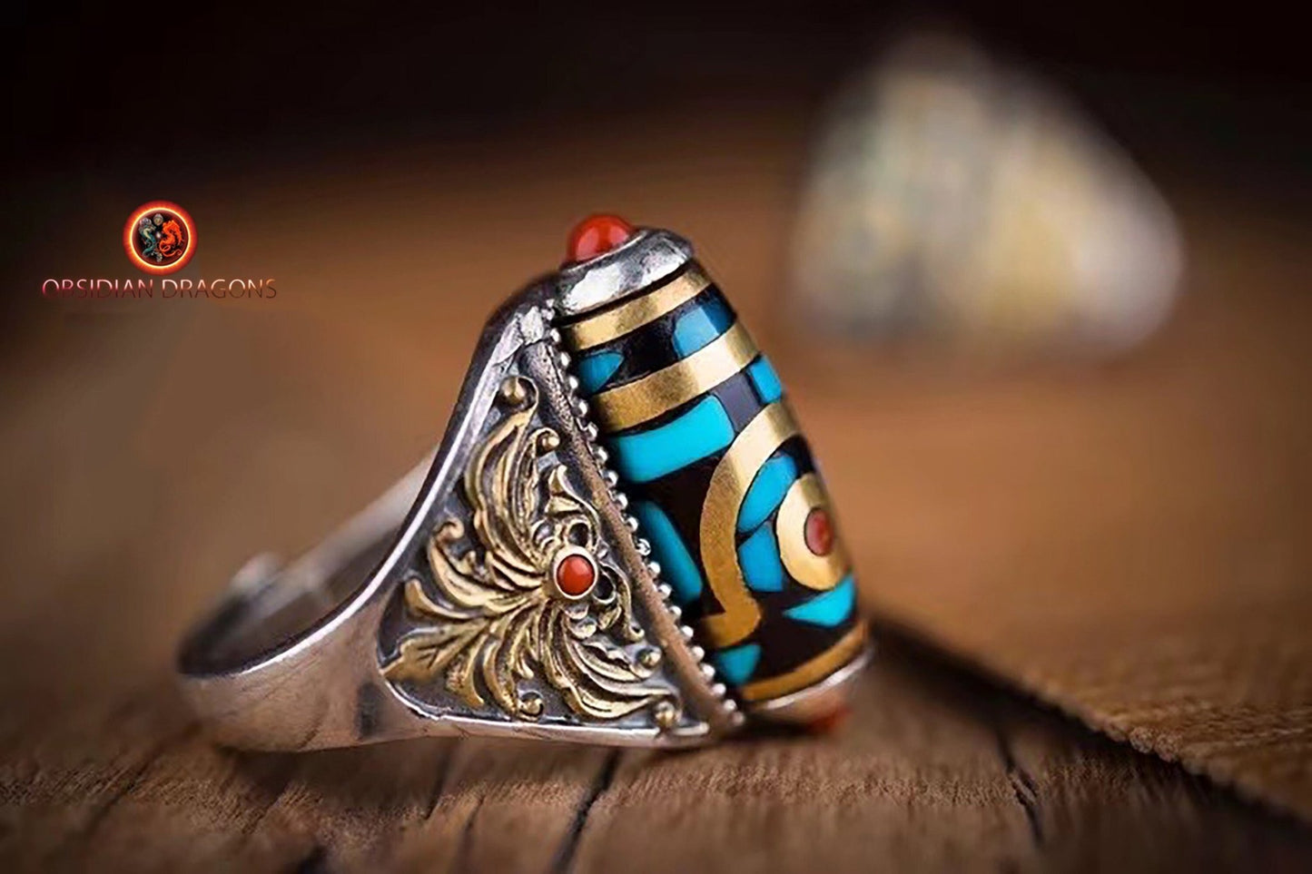 Bague DZI à deux yeux- Equilibre et harmonie