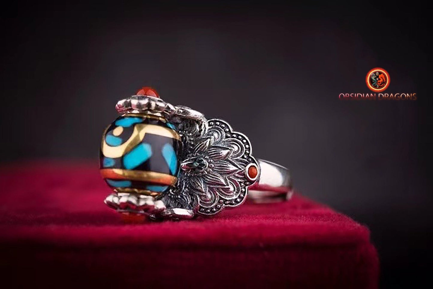 Bague DZI à deux yeux- protection tibétaine