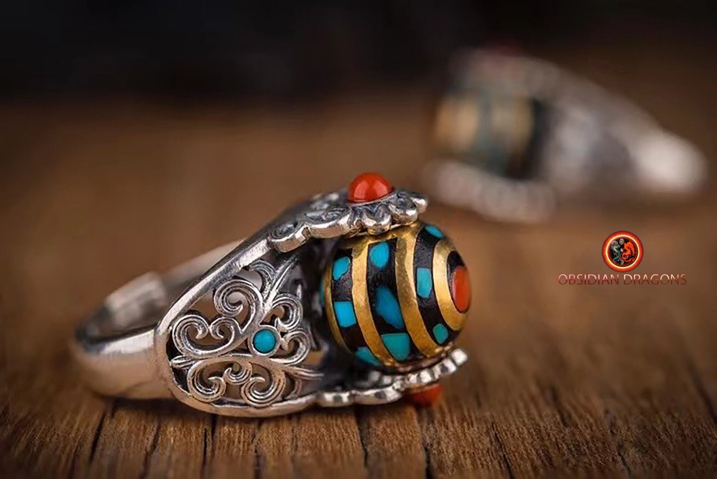 Bague DZI à deux yeux- Protection et clarté