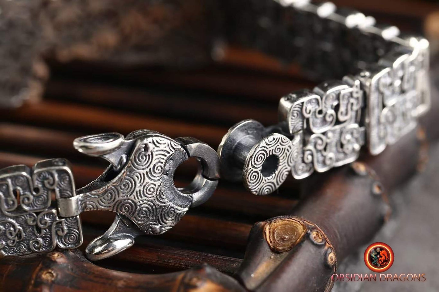 bracelet Feng Shui protection dragon Pixiu. Agate sacrée tibétaine "DZI" "lumière et espoir" à un oeil argent 925 cuivre turquoise - obsidian dragon