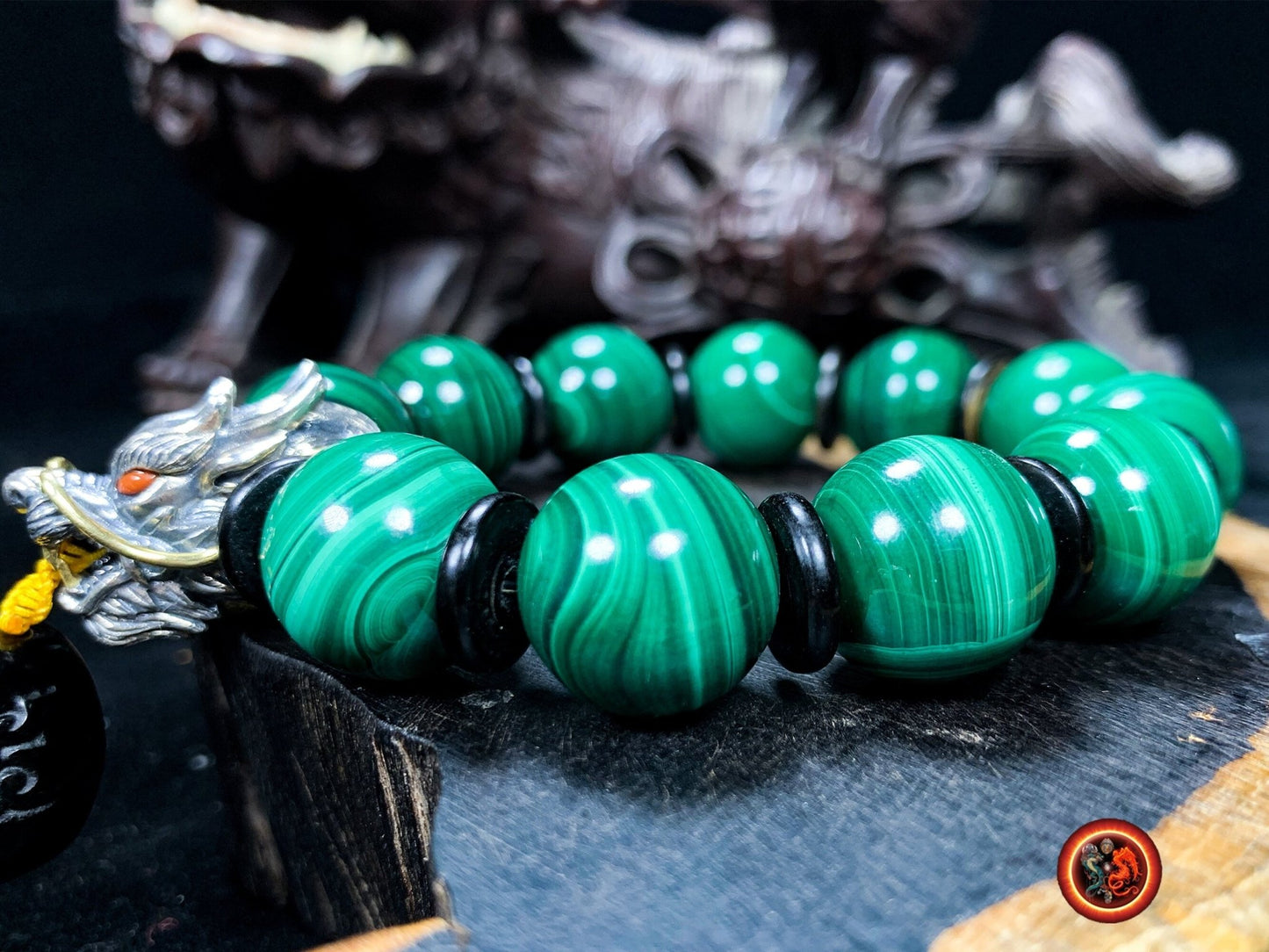 Bracelet dragon- perles de malachite