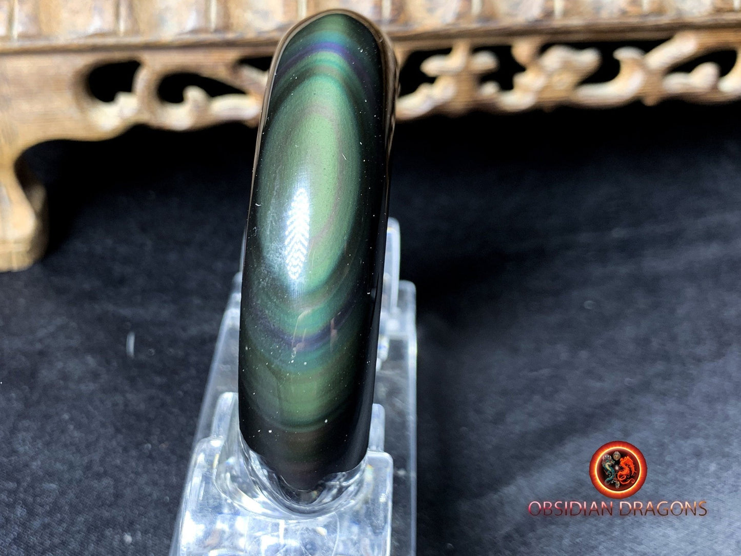 Bracelet jonc en obsidienne oeil celeste