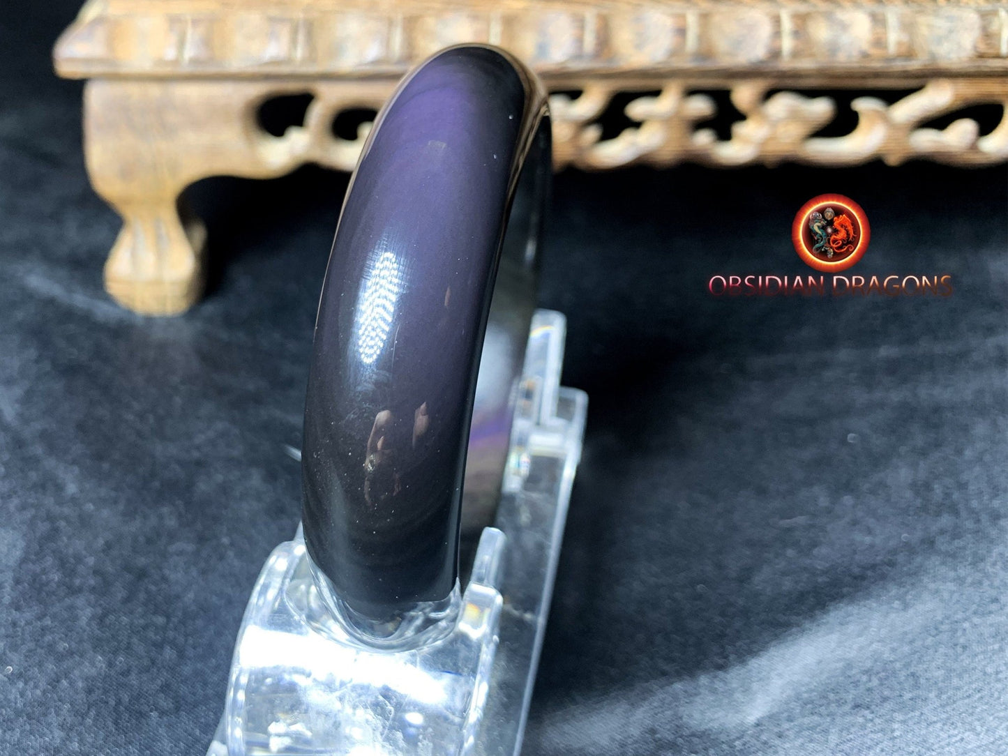 Bracelet jonc en obsidienne oeil celeste