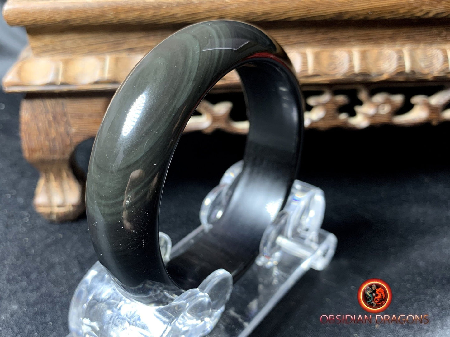 Bracelet jonc en obsidienne oeil celeste