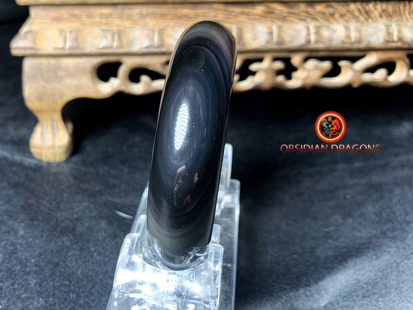 Bracelet jonc en obsidienne oeil celeste