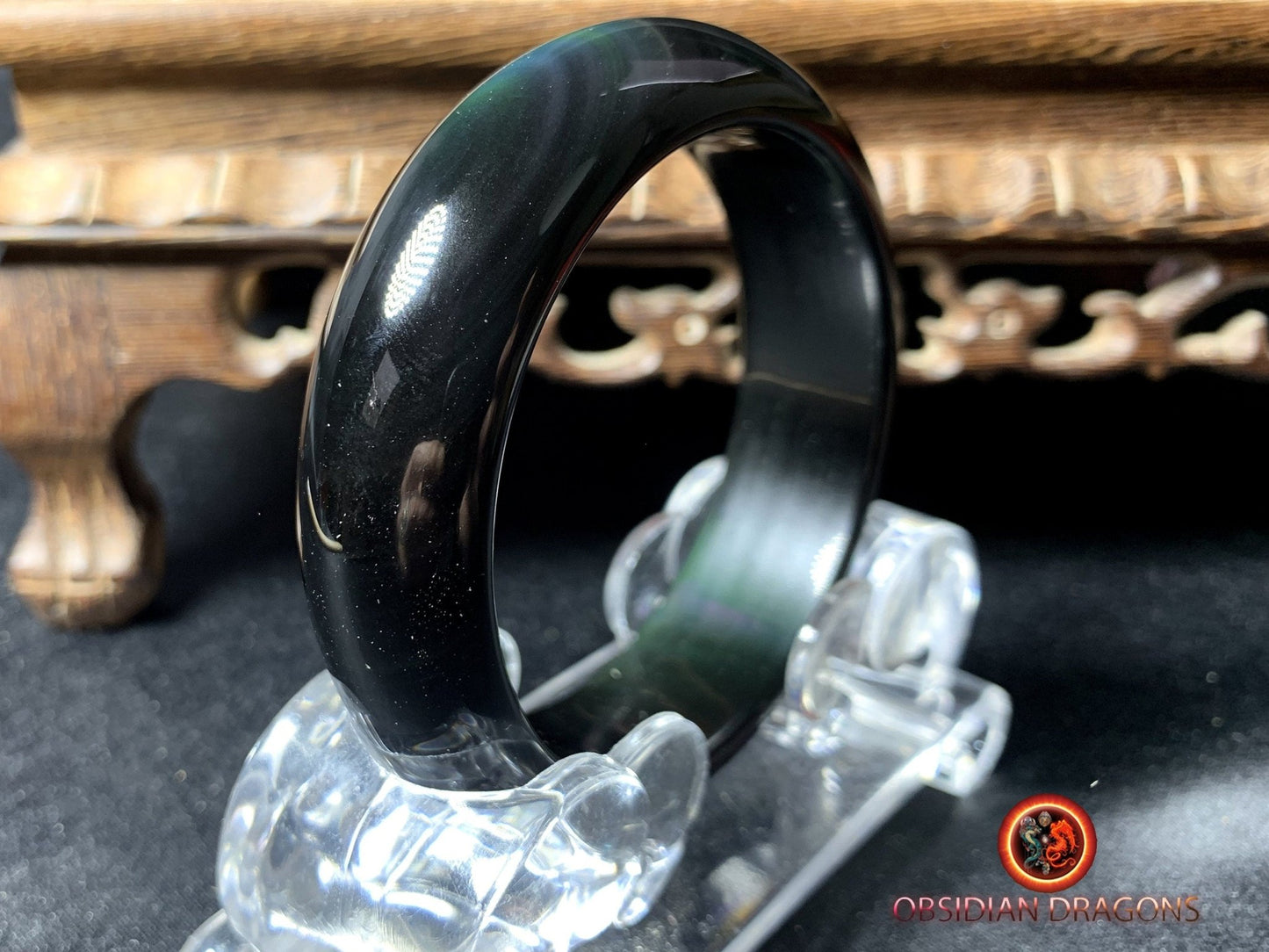 Bracelet jonc en obsidienne oeil celeste