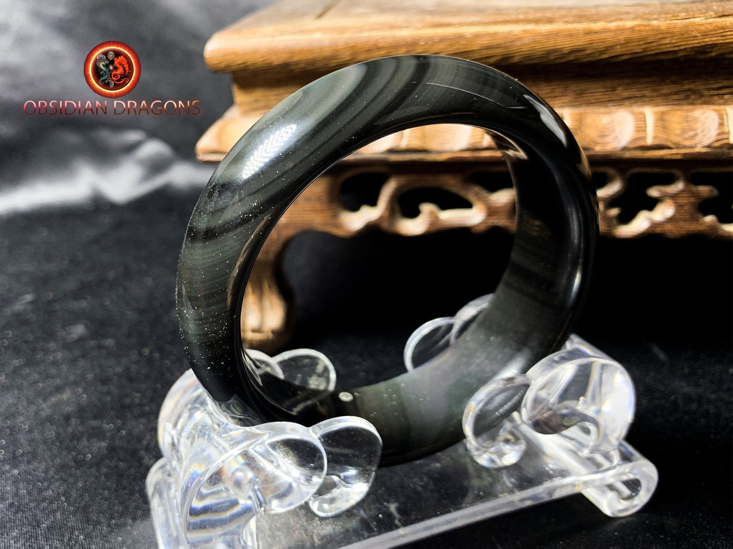 Bracelet jonc en obsidienne oeil celeste