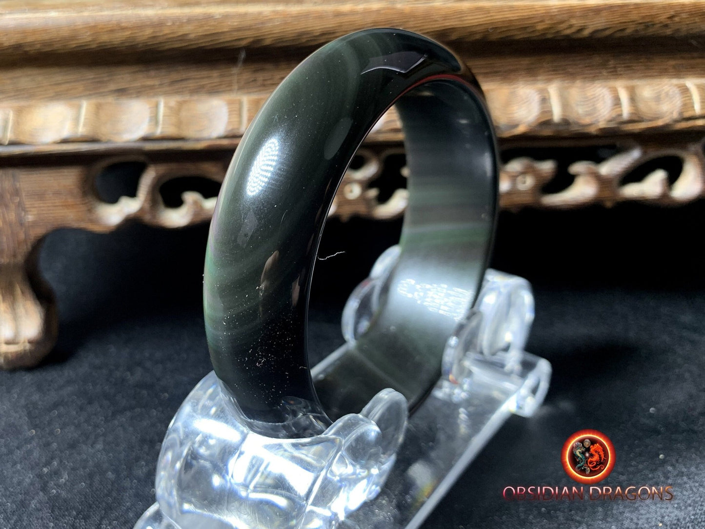 Bracelet jonc en obsidienne oeil celeste