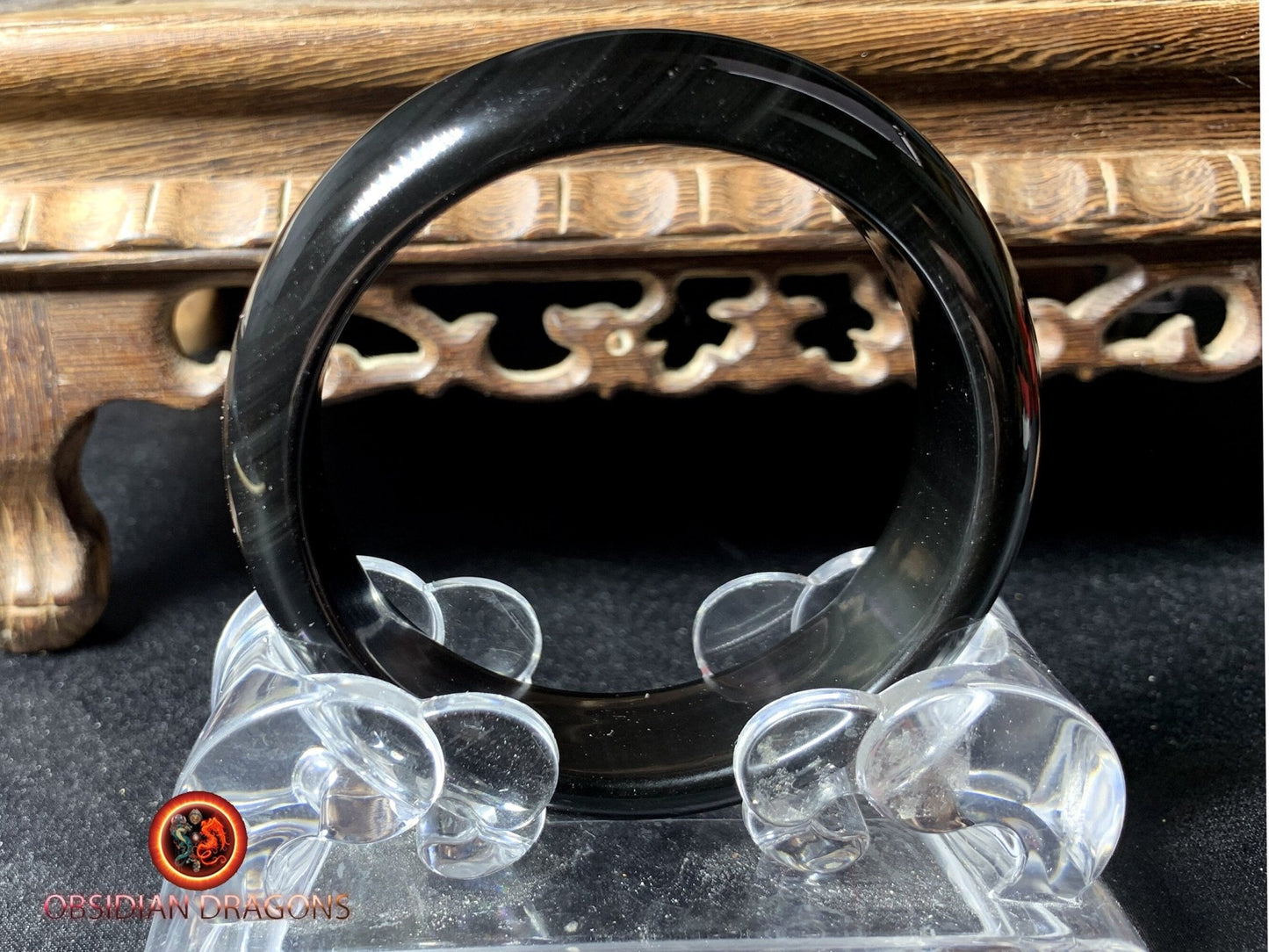 Bracelet jonc en obsidienne oeil celeste