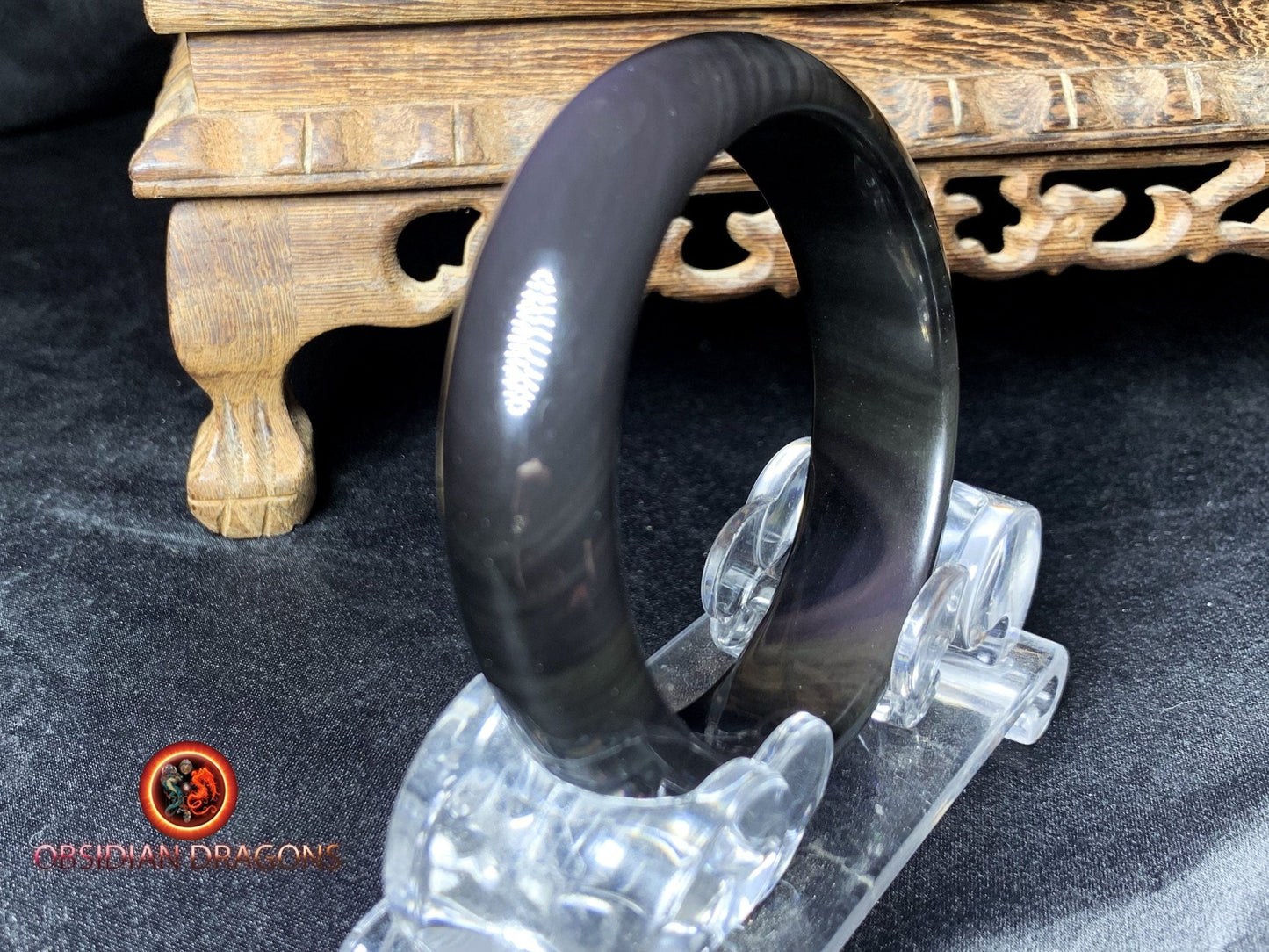 Bracelet jonc en obsidienne oeil celeste