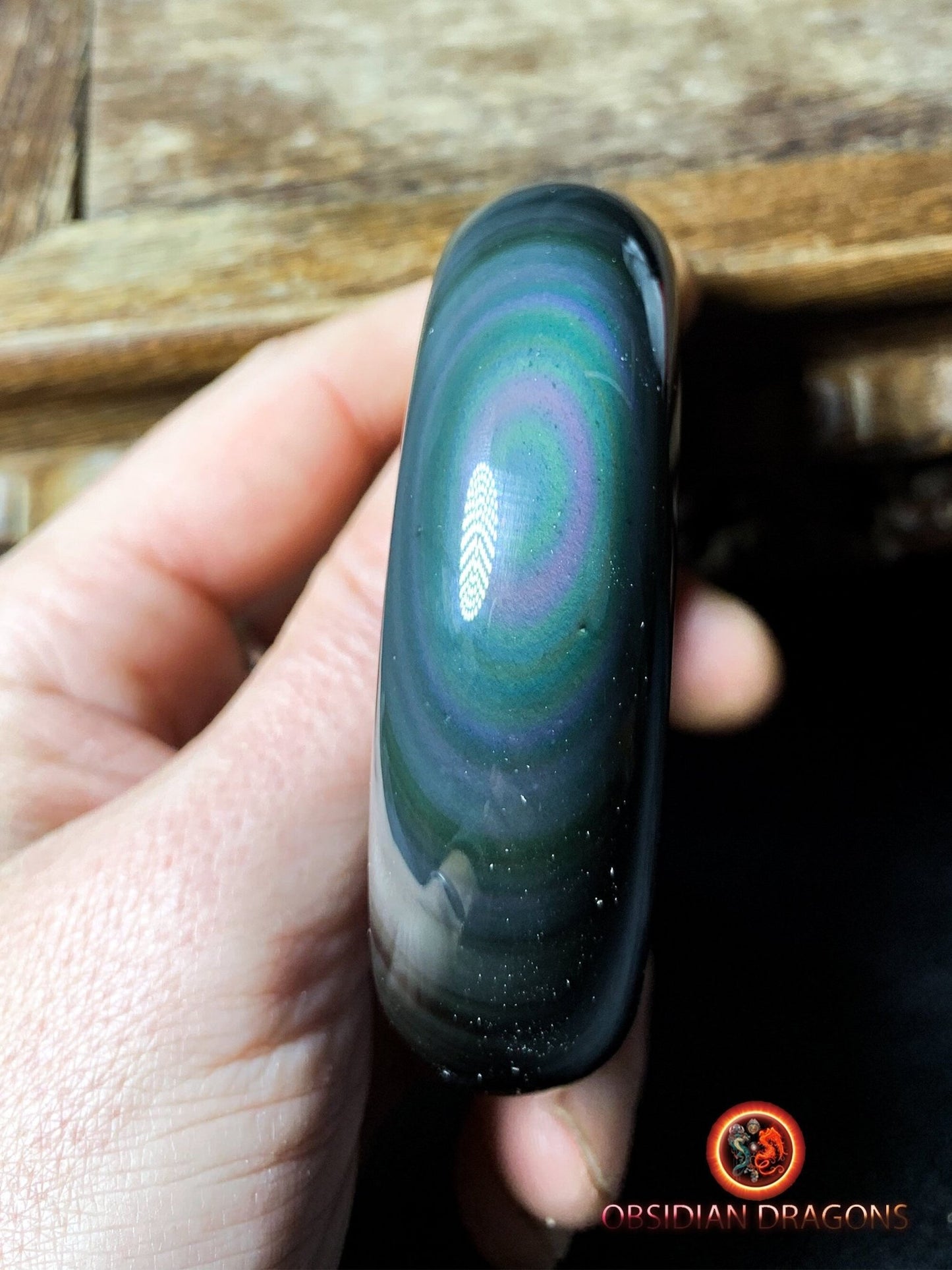 Bracelet jonc en obsidienne oeil celeste