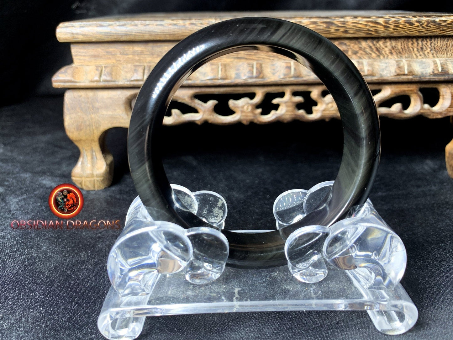 Bracelet jonc en obsidienne oeil celeste