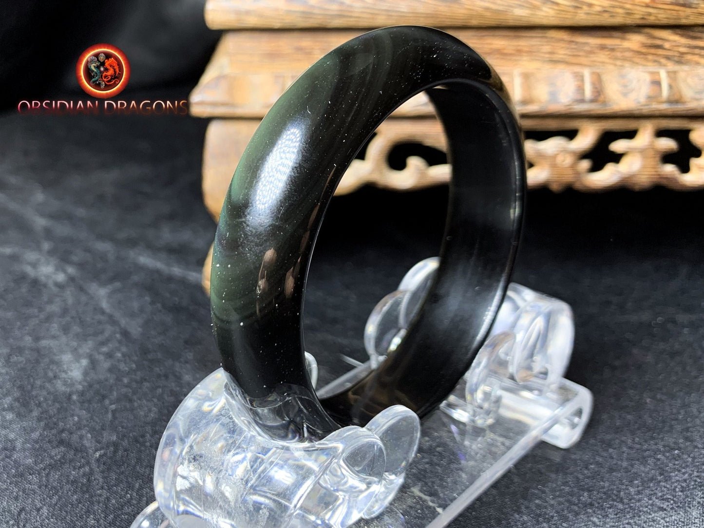 Bracelet jonc en obsidienne oeil celeste