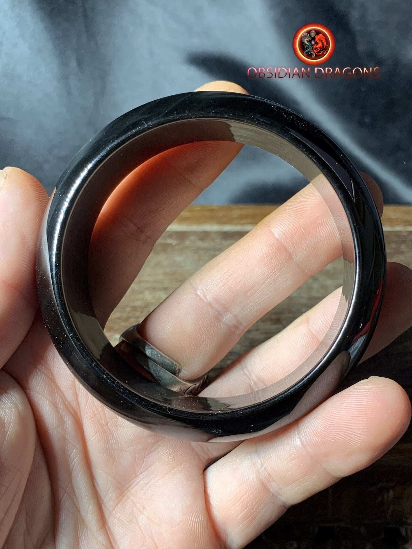 Bracelet jonc en obsidienne oeil celeste
