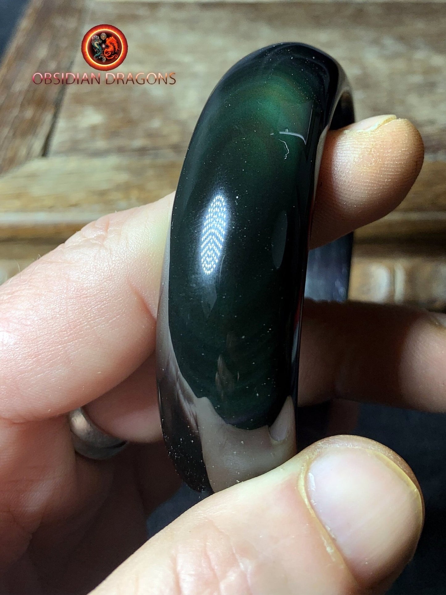 Bracelet jonc en obsidienne oeil celeste