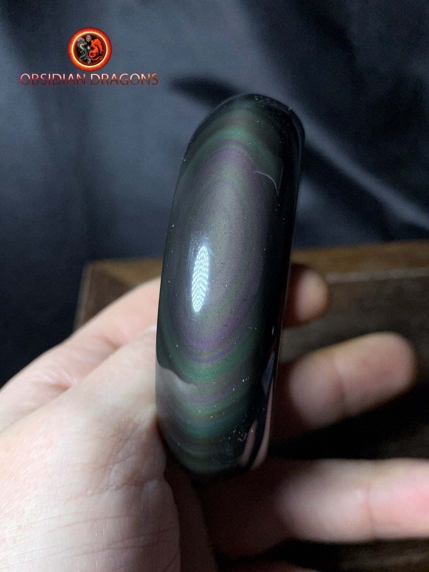 Bracelet jonc en obsidienne oeil celeste