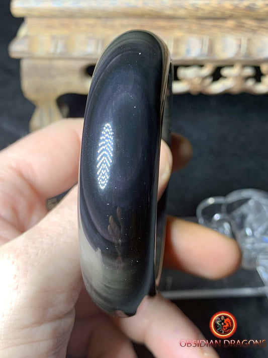 Bracelet jonc en obsidienne oeil celeste