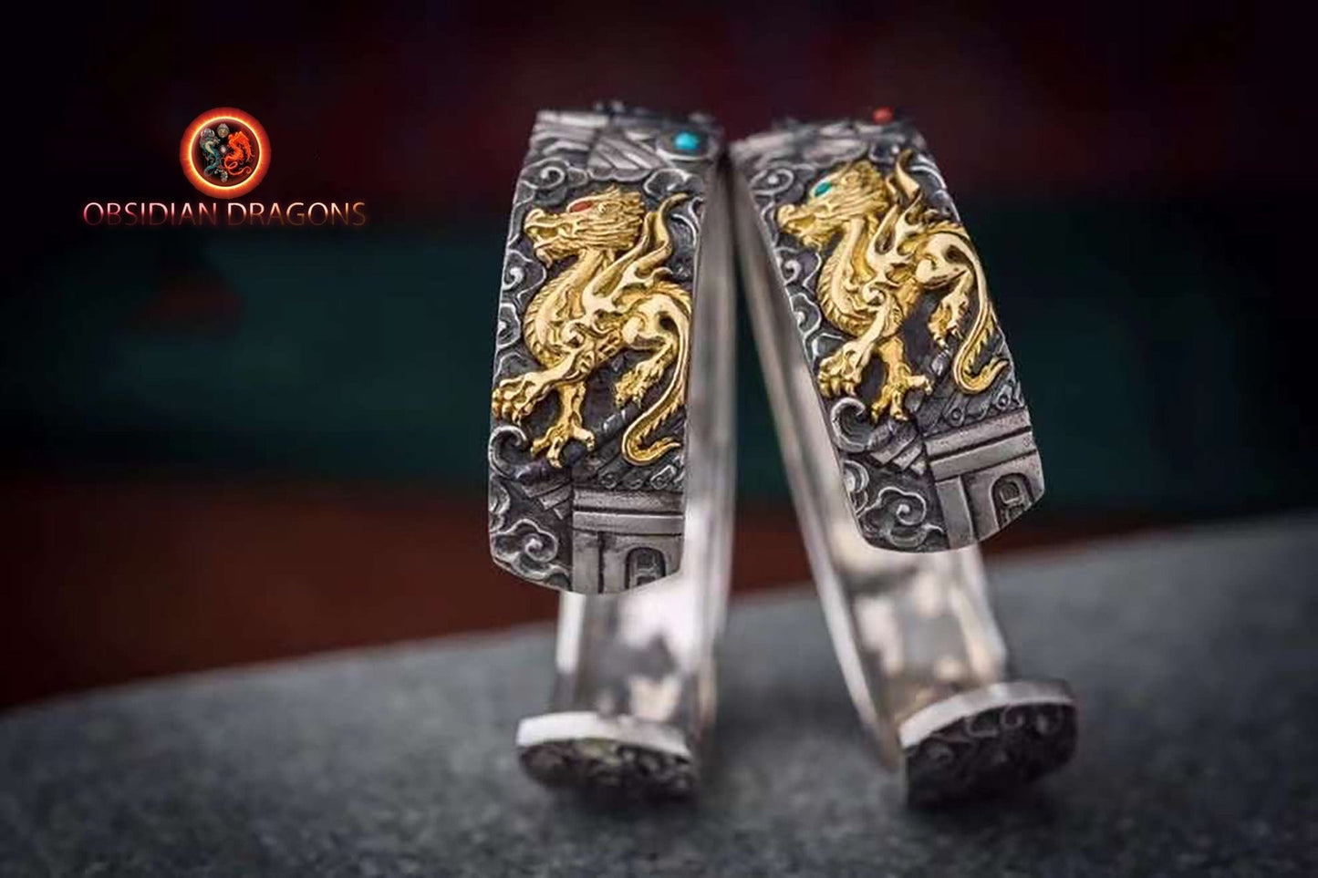 Bracelet manchette dragon- artisanal