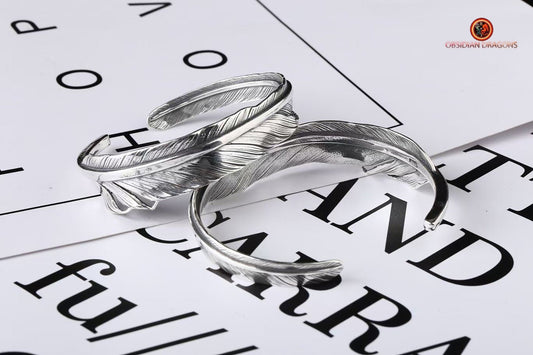 Bracelet manchette plume d'aigle- Totem chamanique