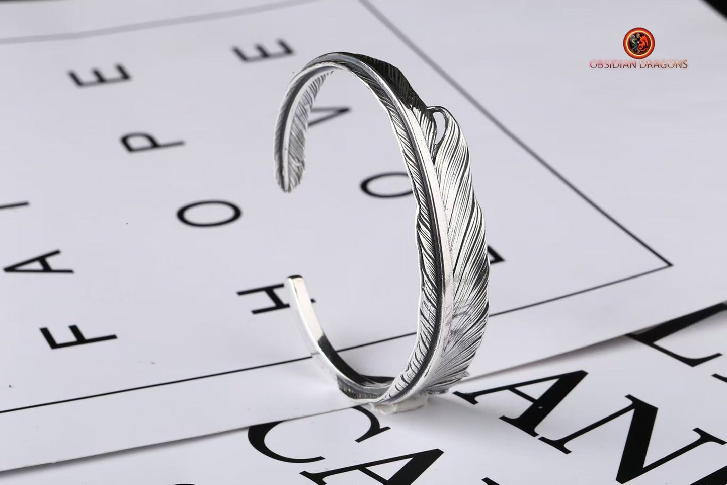 Bracelet manchette plume d'aigle- Totem chamanique
