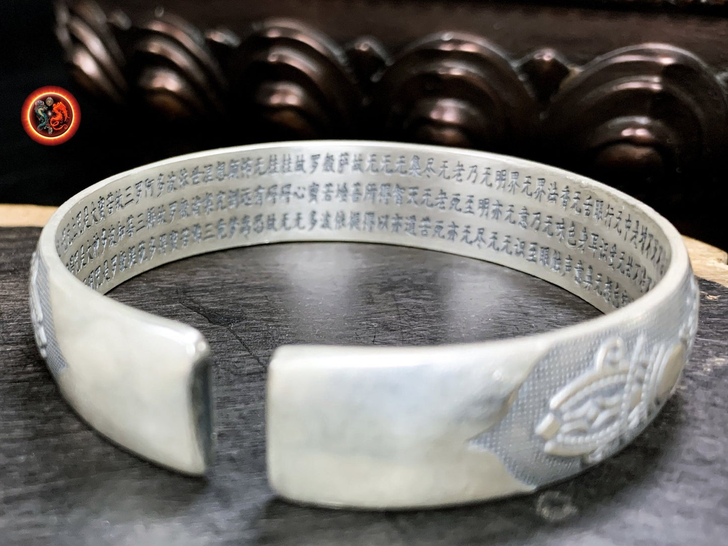 Bracelet manchette mantra de la compassion- argent 999