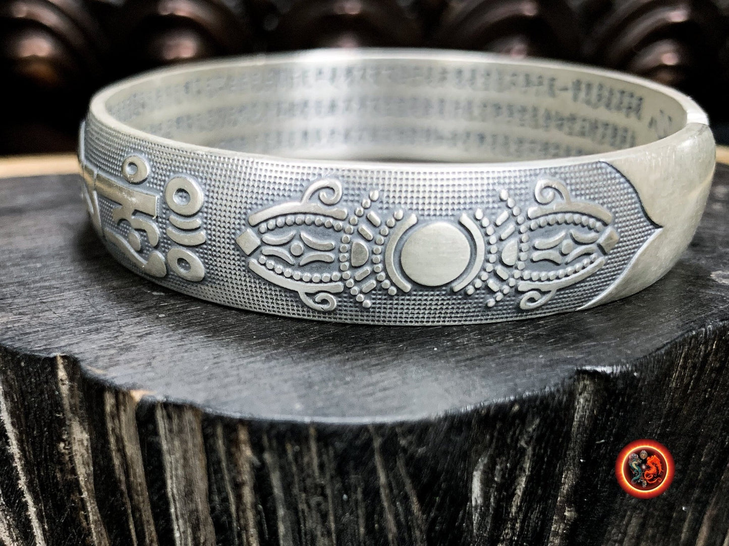Bracelet manchette mantra de la compassion- argent 999