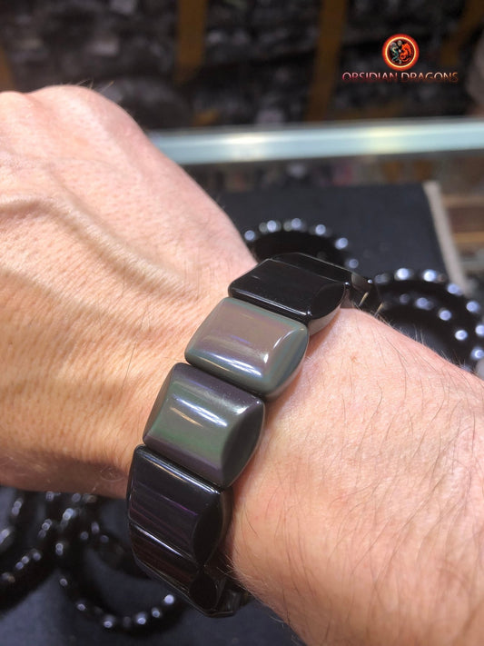 bracelet obsidienne oeil celeste du Mexique, qualité exceptionnelle - obsidian dragon