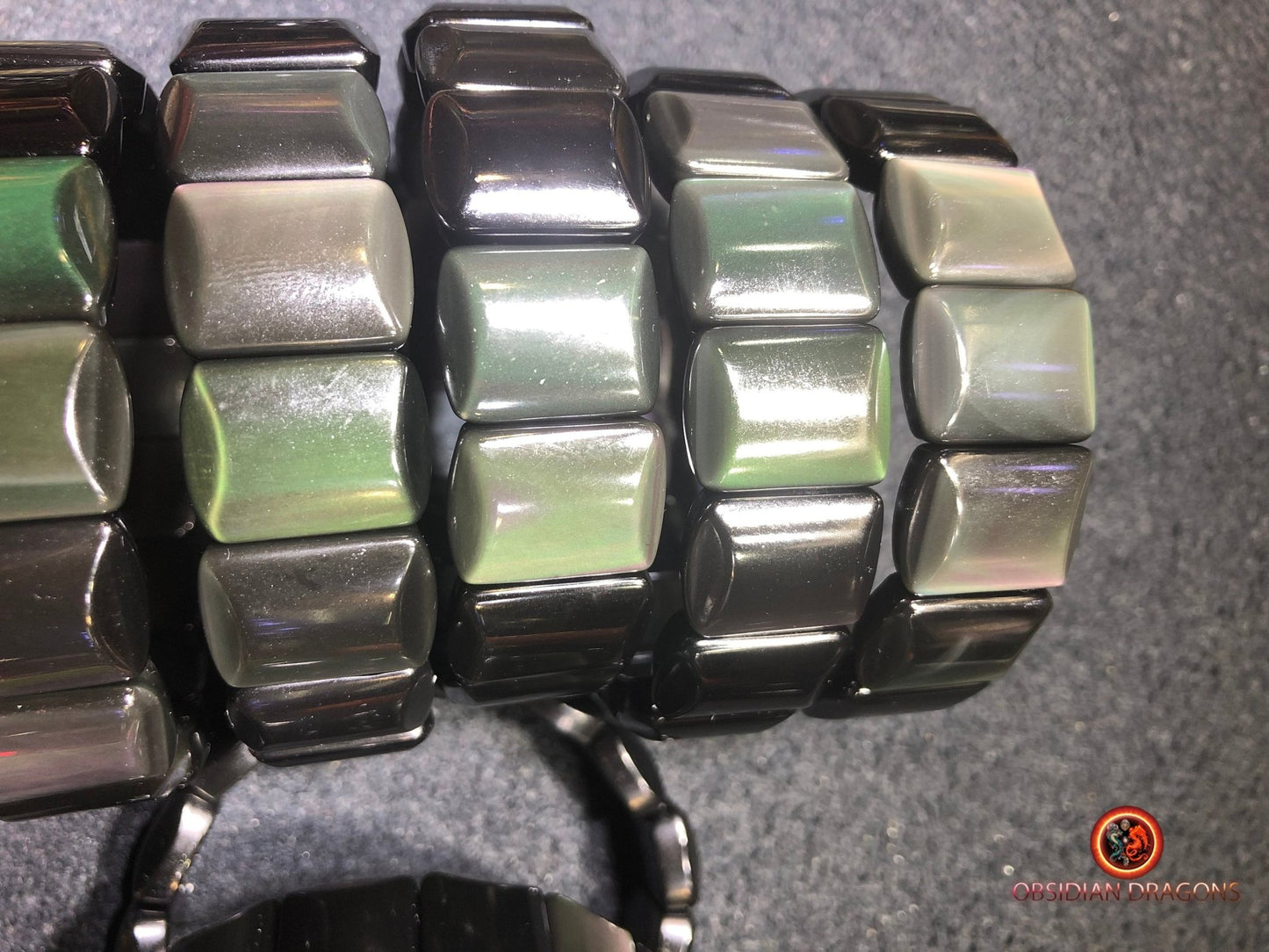 bracelet obsidienne oeil celeste du Mexique, qualité exceptionnelle - obsidian dragon