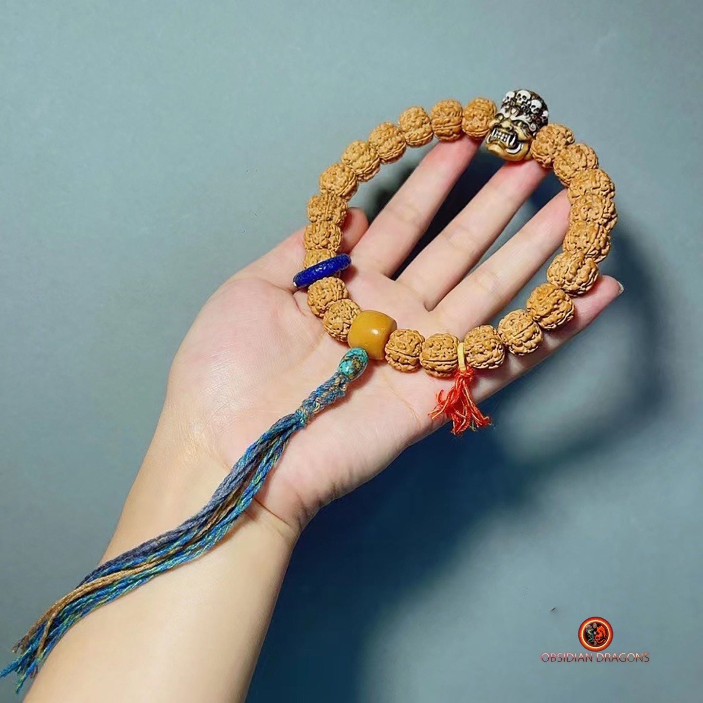 Mala Tibétain Unique- Rudraksha- Netsuké Mahakala