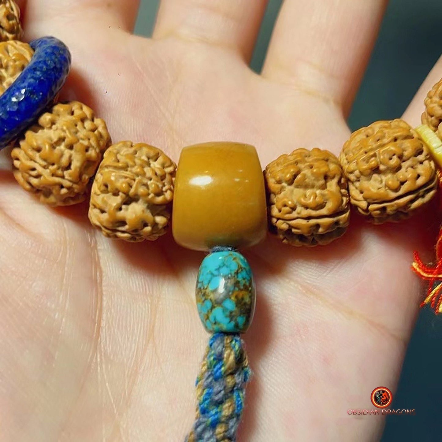 Mala Tibétain Unique- Rudraksha- Netsuké Mahakala