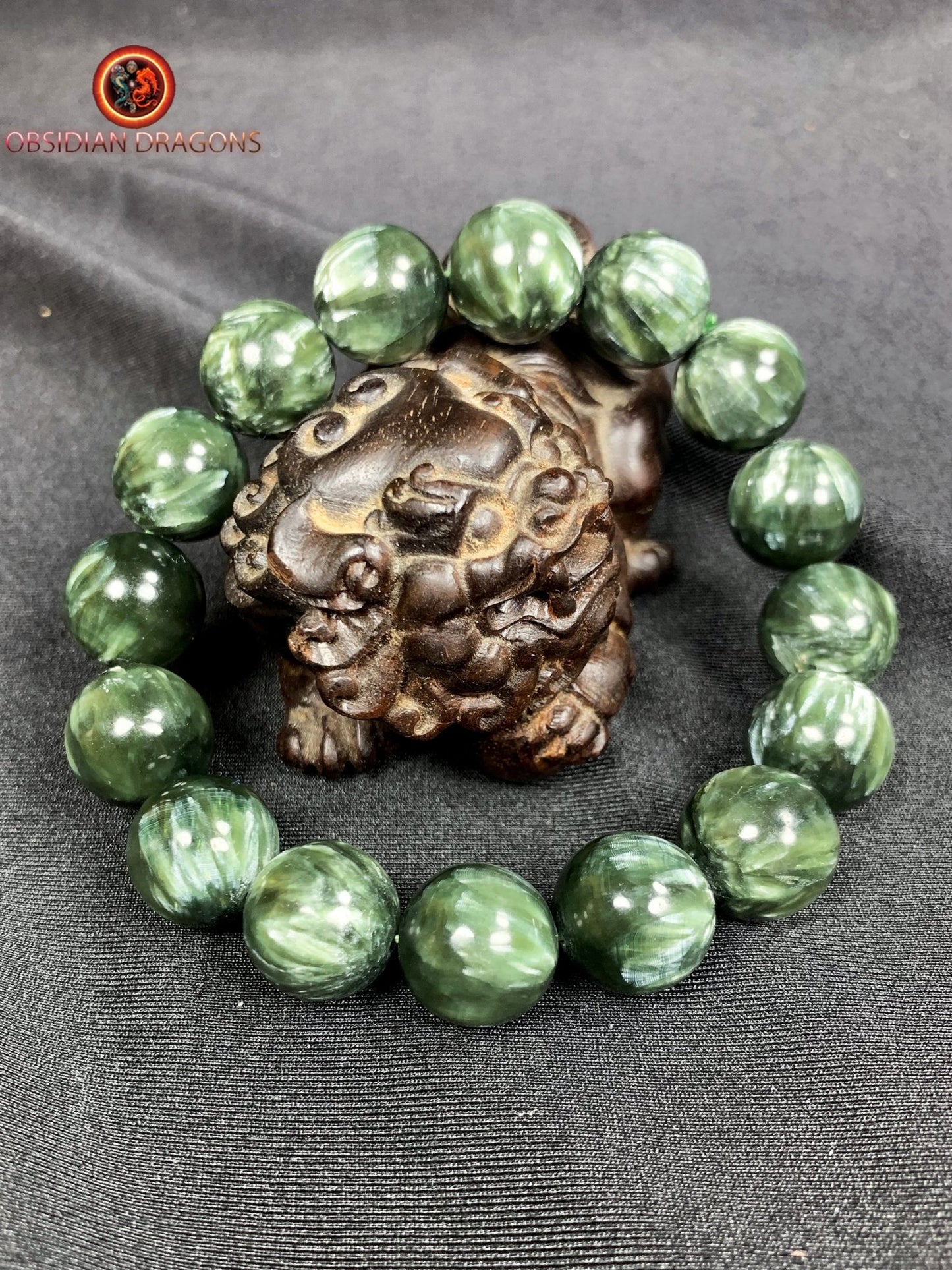 bracelet en séraphinite- perles de 14mm