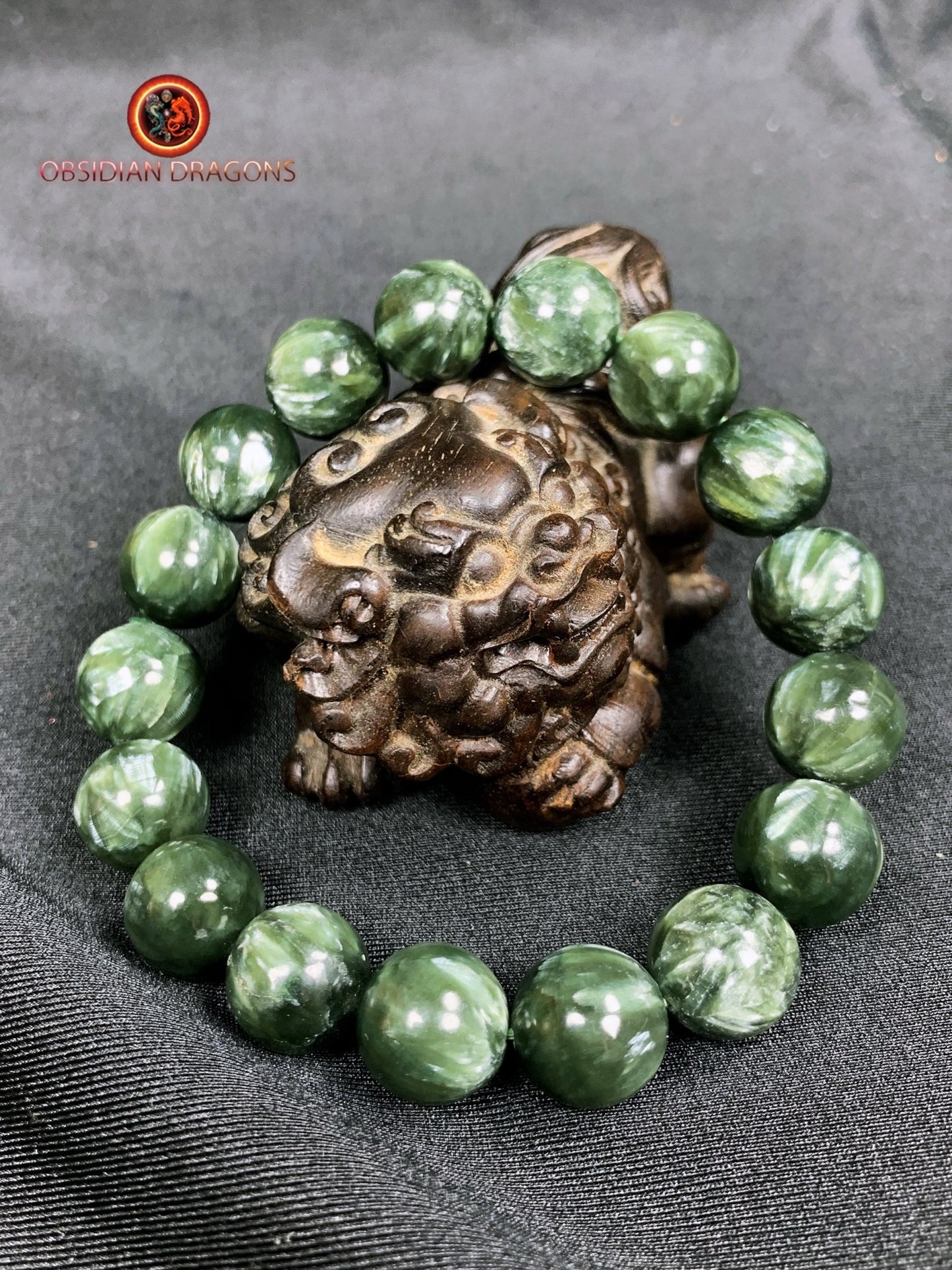 bracelet en séraphinite- perles de 12mm