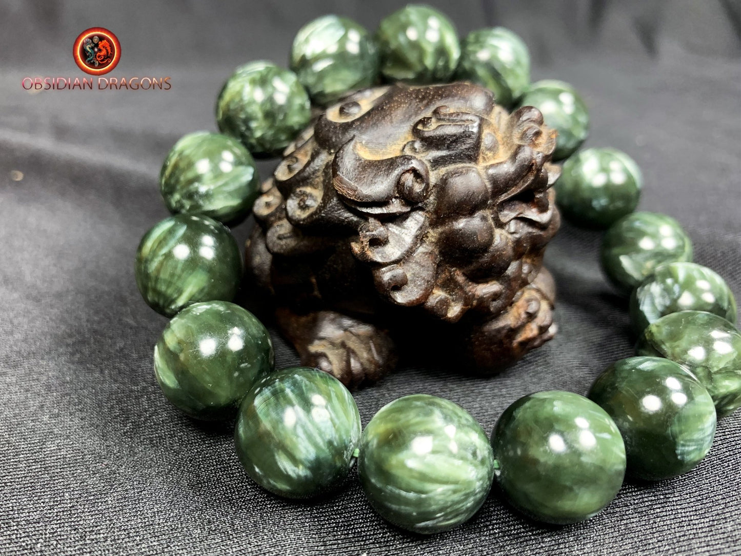 bracelet en séraphinite- perles de 14mm