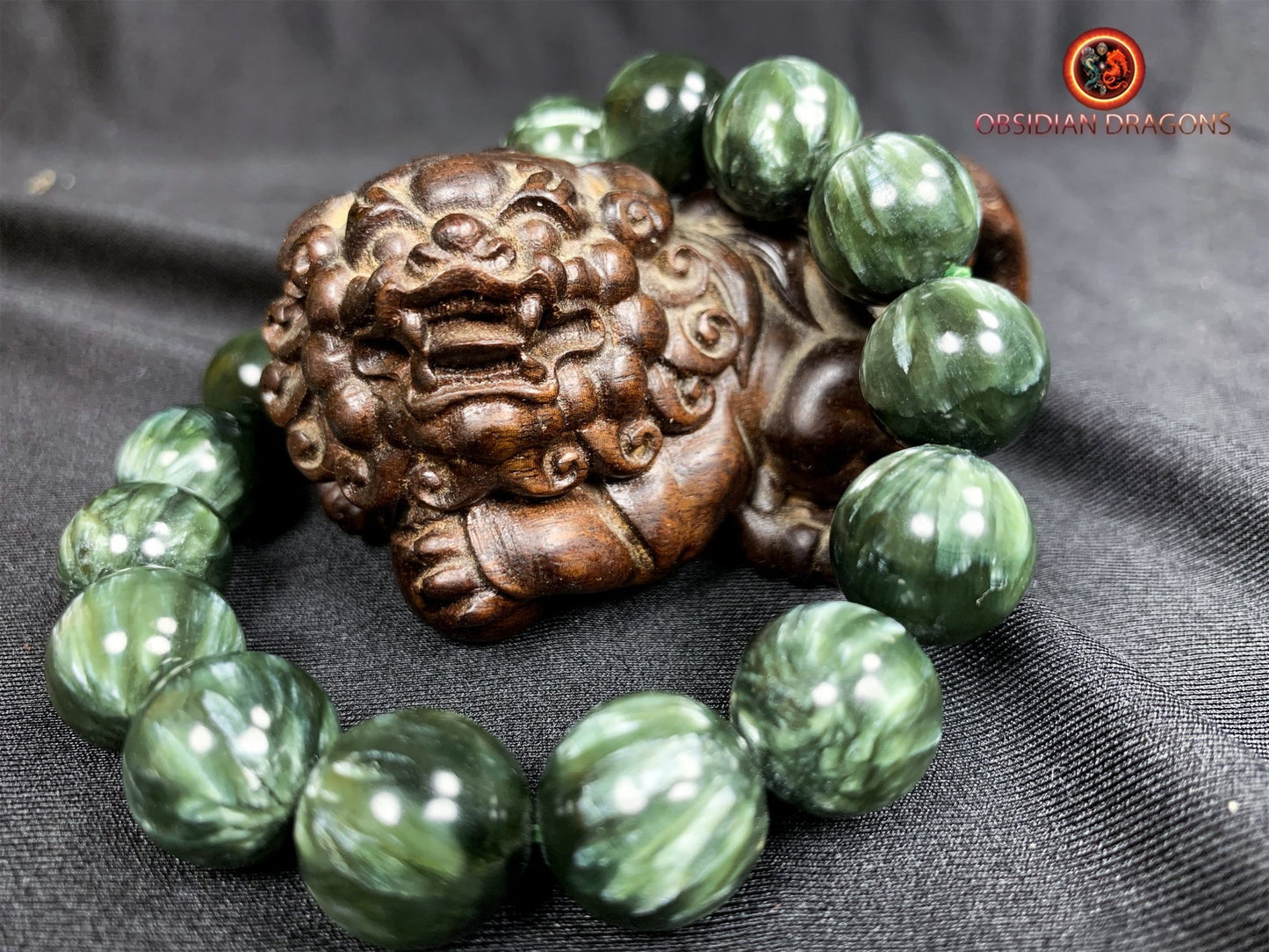 bracelet en séraphinite- perles de 14mm
