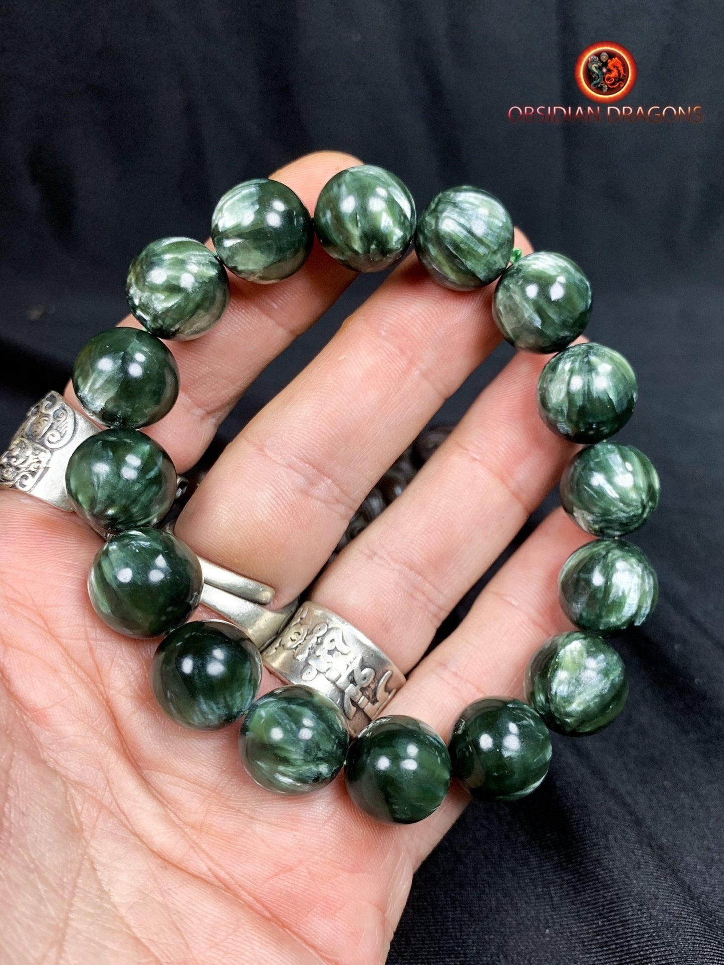 bracelet en séraphinite- perles de 14mm