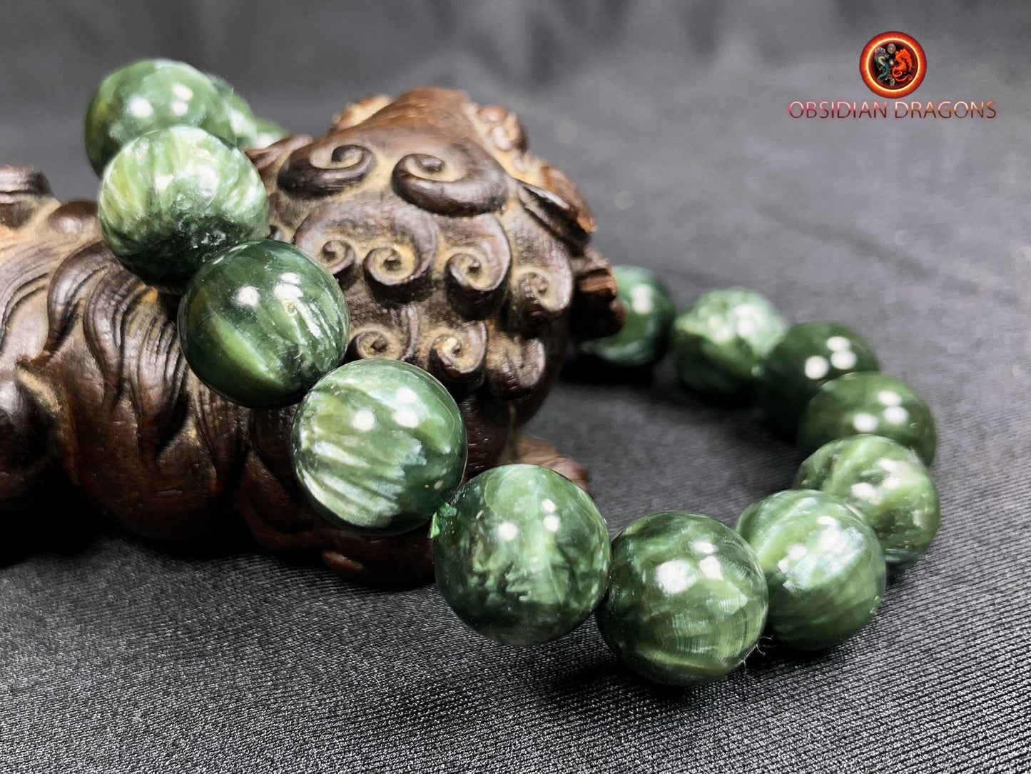 bracelet en séraphinite- perles de 12mm