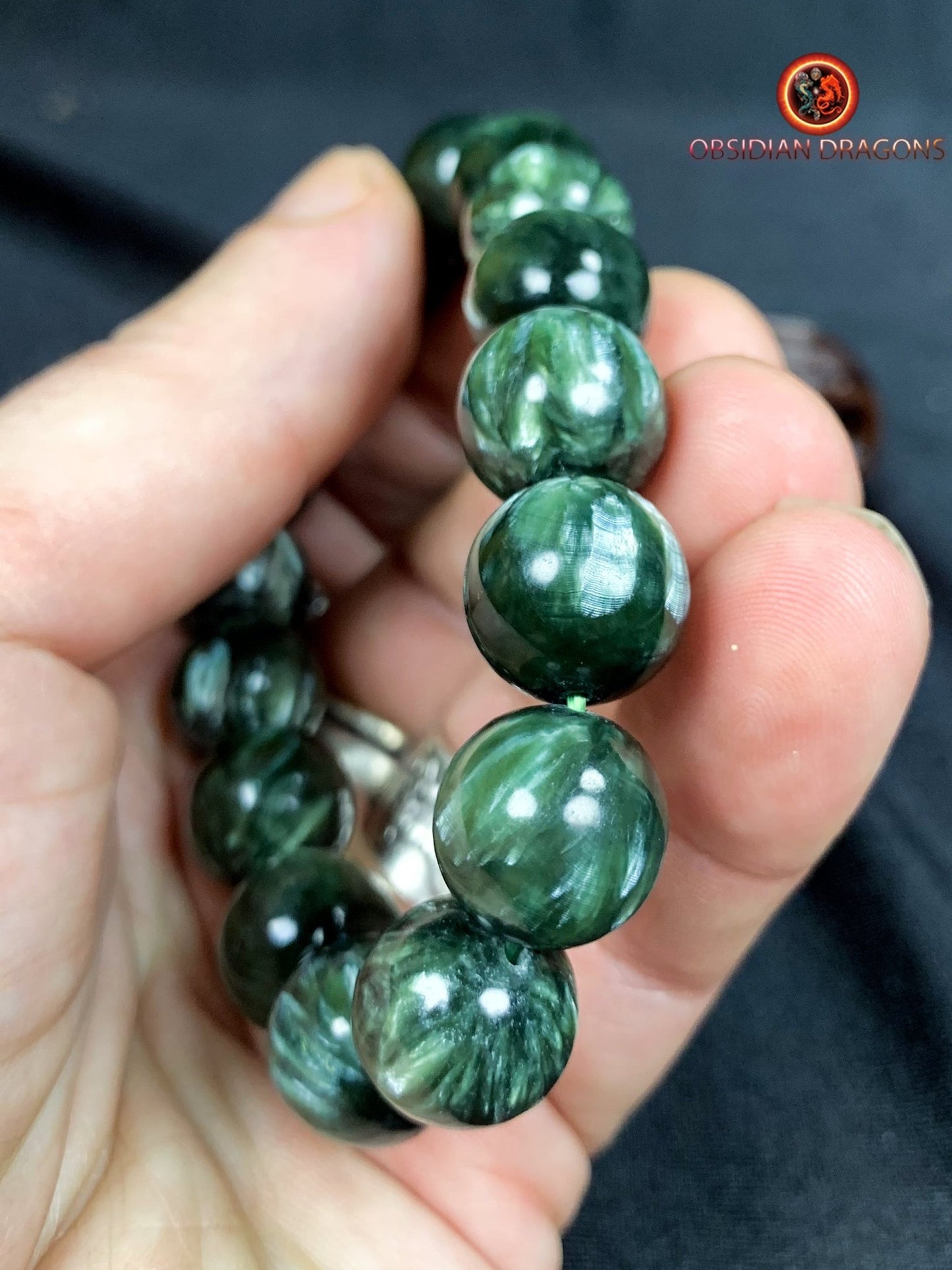 bracelet en séraphinite- perles de 14mm