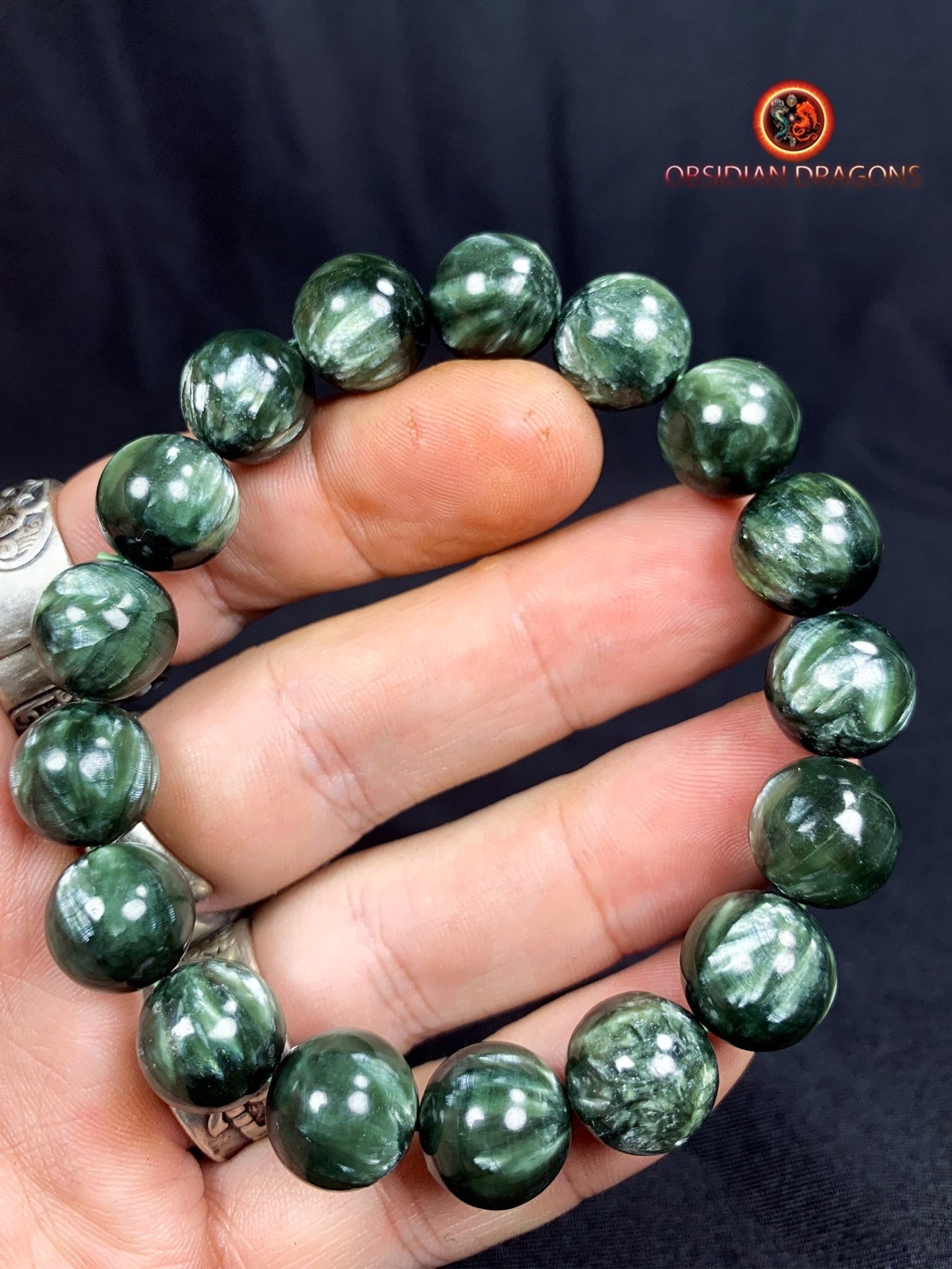 bracelet en séraphinite- perles de 12mm