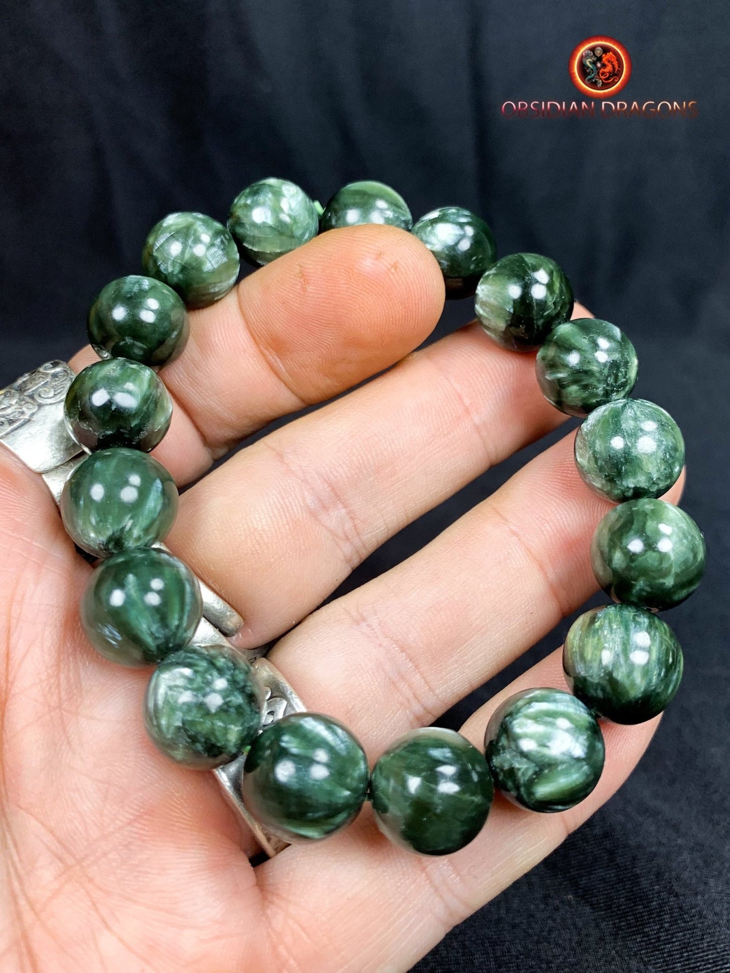 bracelet en séraphinite- perles de 12mm
