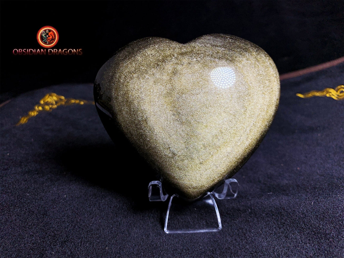 Coeur en obsidienne dorée