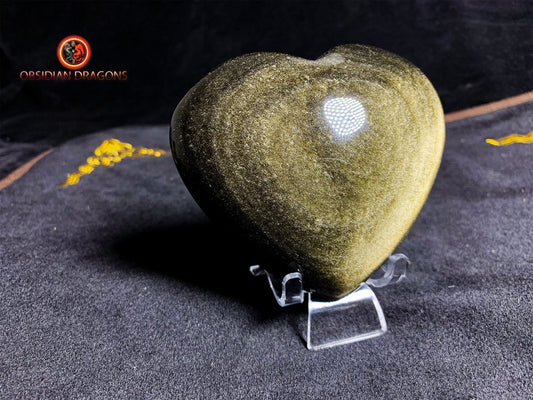 Coeur en obsidienne dorée