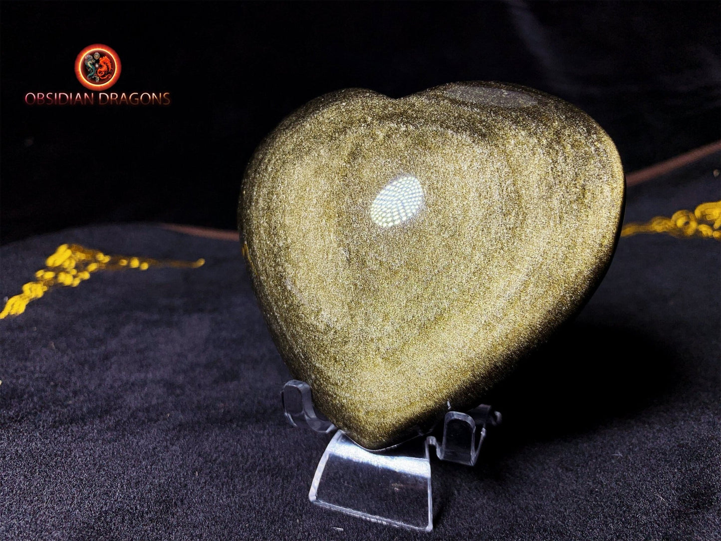 Coeur en obsidienne dorée