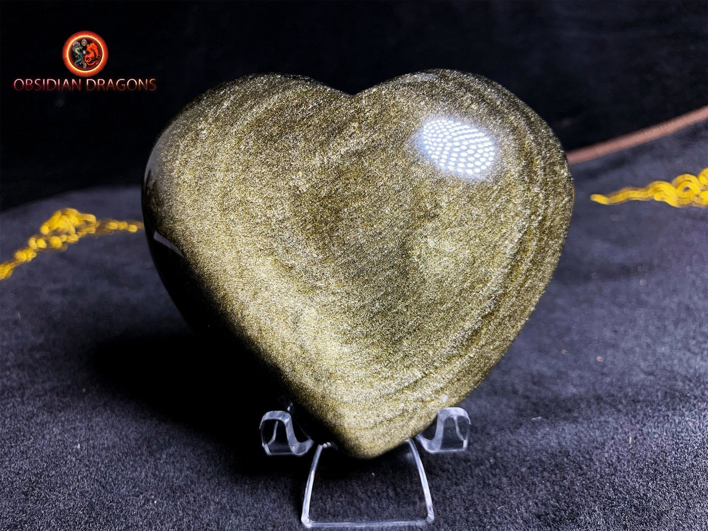 Coeur en obsidienne dorée