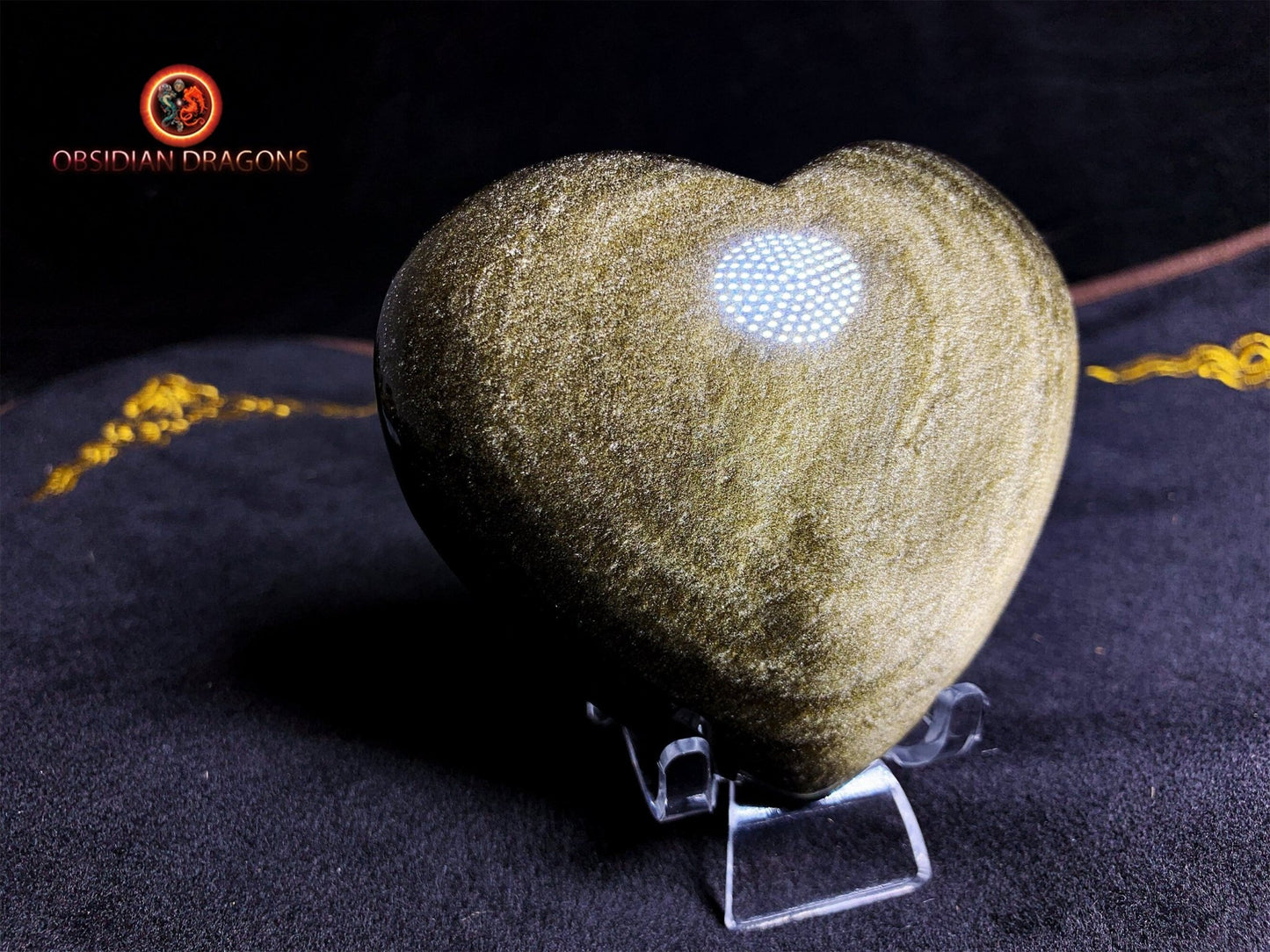 Coeur en obsidienne dorée