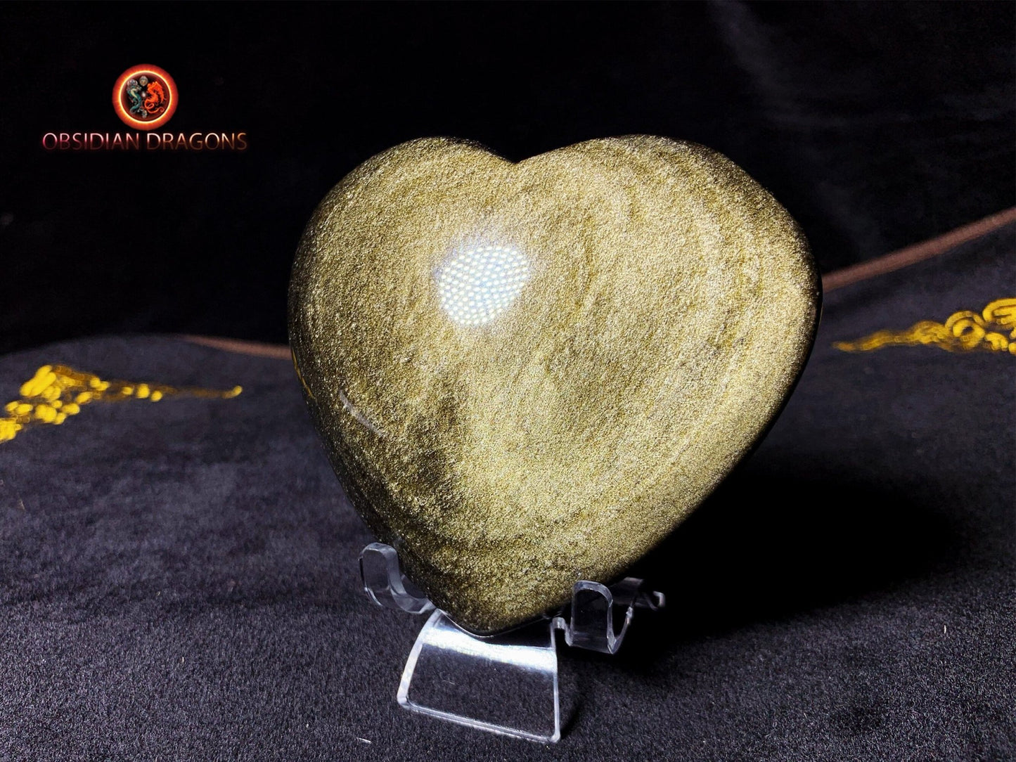 Coeur en obsidienne dorée