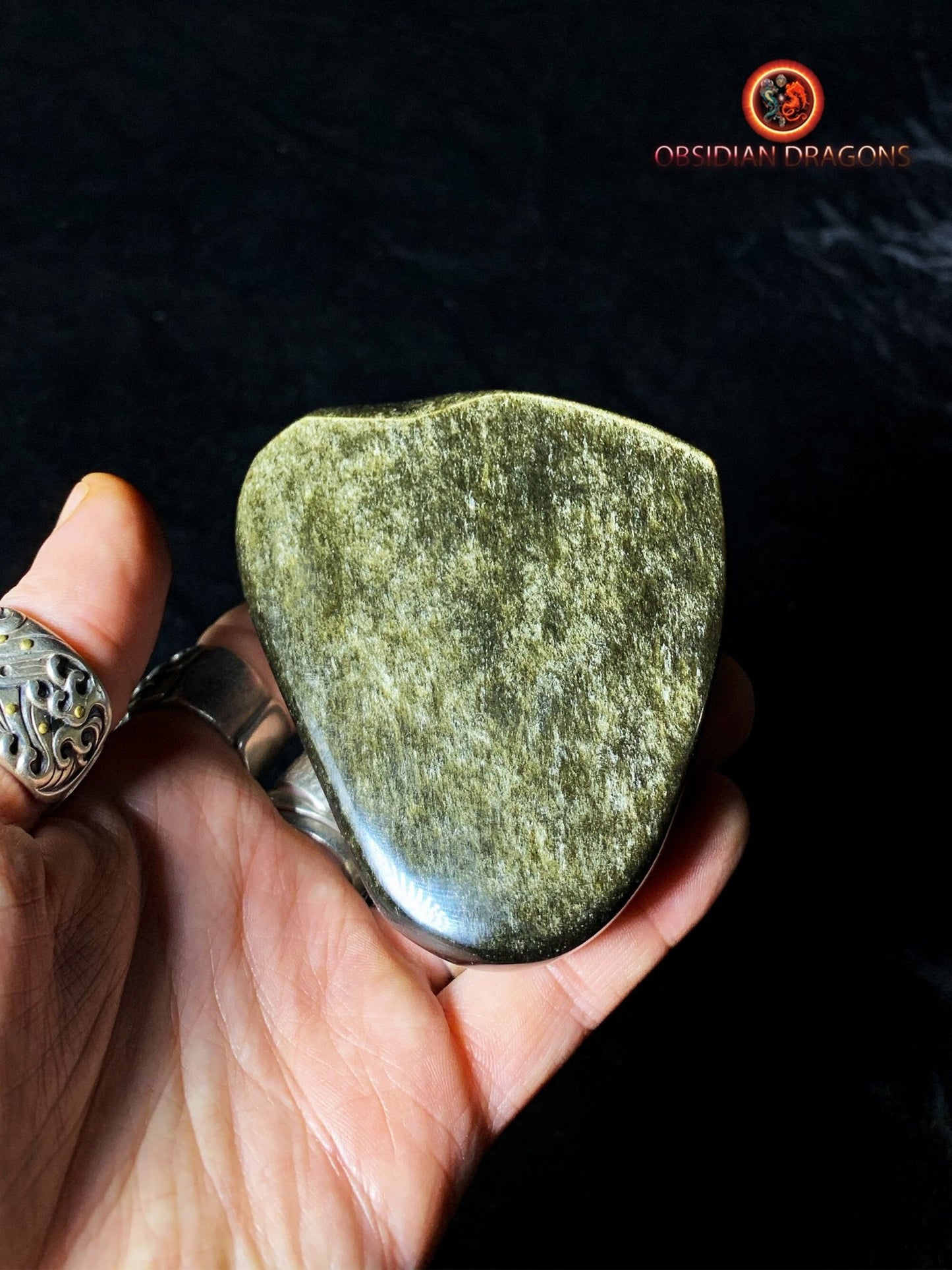 Coeur en obsidienne dorée- qualité parfaite