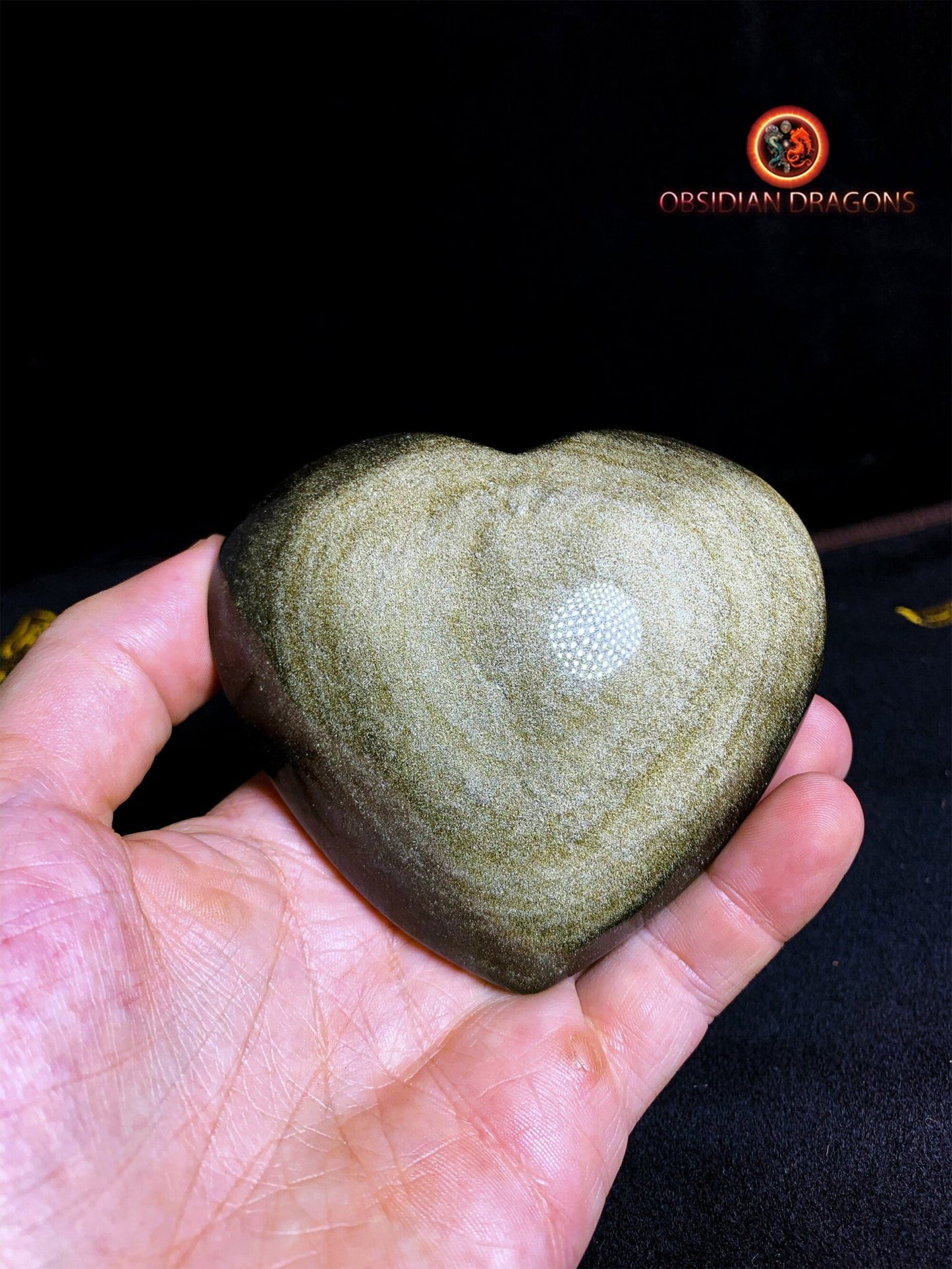 Coeur en obsidienne dorée