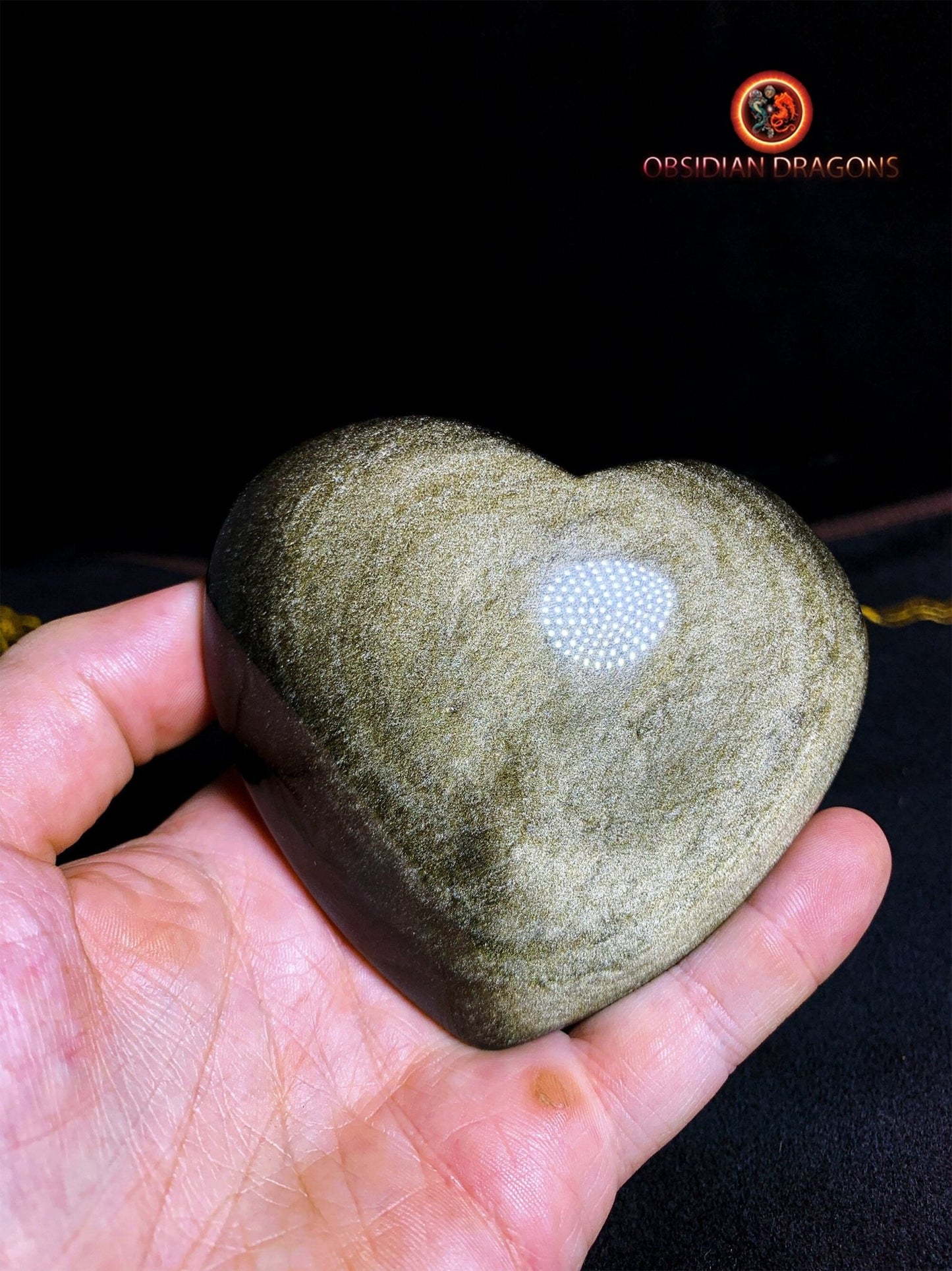 Coeur en obsidienne dorée